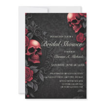 Fête de mariage gothique rouge et noir crâne et ro