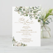 Invitation Fête de mariage Greenery Fall In Love (Debout devant)