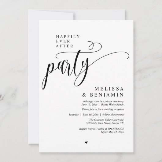 Invitation Fête de Mariage "Happily Ever After", Réception Mo (Devant)