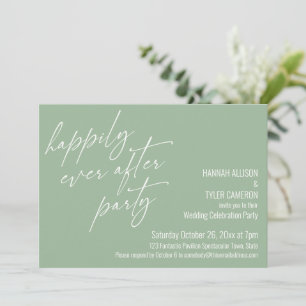 Invitation Fête de Mariage Heureux à jamais Vert Sauge Récept