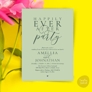 Invitation Fête de Mariage "Heureux à Tout Jamais" Dîner de F