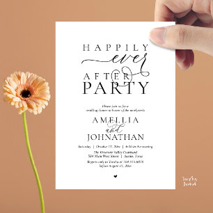 Invitation Fête de Mariage "Heureux à Tout Jamais" Dîner de M