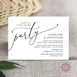 Invitation Fête de Mariage Heureux à Tout Jamais, Dîner de Ma
