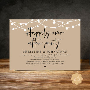 Invitation Fête de Mariage Heureux à Tout Jamais, Élopement d