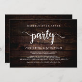Invitation Fête de Mariage heureux pour toujours, Bois rustiq (Devant / Derrière)