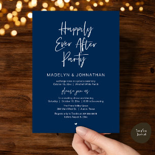 Invitation Fête de Mariage "Heureux Pour Toujours", Dîner de
