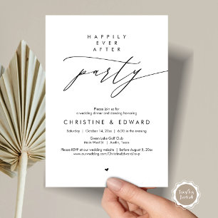 Invitation Fête de Mariage "Heureux Pour Toujours", Dîner de 