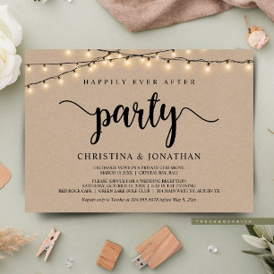 Invitation Fête de Mariage heureux pour toujours, Fuite amour