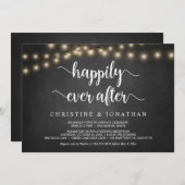 Invitation Fête de Mariage Heureux Pour Toujours, Guirlande L (Devant / Derrière)