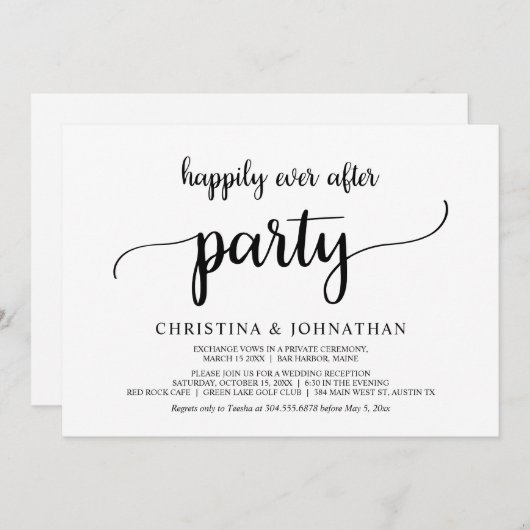 Invitation Fête de Mariage Heureux Pour Toujours, Mariage Rus (Devant / Derrière)