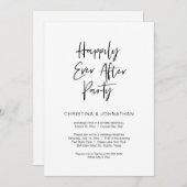 Invitation Fête de Mariage Heureux Pour Toujours, Noir, Élite (Devant / Derrière)