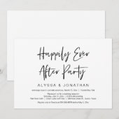 Invitation Fête de Mariage Heureux Pour Toujours, Noir, Fuite (Devant / Derrière)