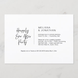 Invitation Fête de Mariage Heureux Pour Toujours, Noir, Fuite