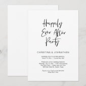 Invitation Fête de Mariage Heureux Pour Toujours, Noir, Fuite (Devant / Derrière)