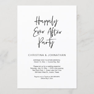 Invitation Fête de Mariage Heureux Pour Toujours, Noir, Fuite