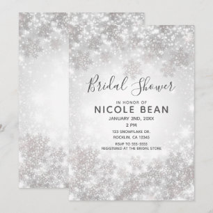 Invitation Fête de mariage hivernale avec paillettes blanches