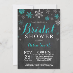 Invitation Fête de mariage hivernale Flocon de neige sarcelle