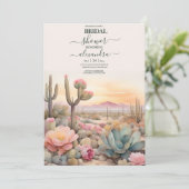 Invitation Fête de mariage illustrée de cactus du désert à l' (Debout devant)