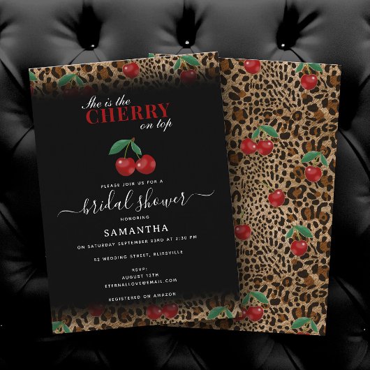 Invitation Fête de Mariage Impression Léopard Guépard Cerise 