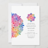 Invitation Fête de mariage indien Mandala Arc-en-ciel (Devant)