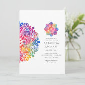 Invitation Fête de mariage indien Mandala Arc-en-ciel (Debout devant)