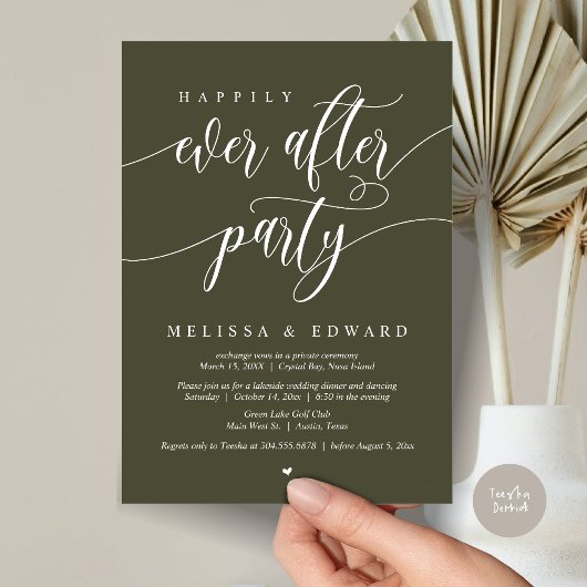 Invitation Fête de Mariage Intime Happily Ever After, Olive S