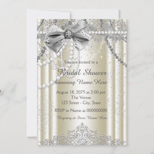 Invitation Fête de mariage Ivory Pearl (Devant)