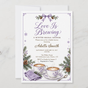 Invitation Fête de mariage Lavande Amour en Infusion Hiver