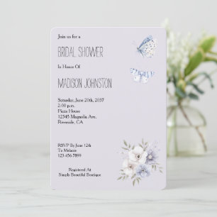 Invitation Fête de mariage Lavande Fleurs & Papillons