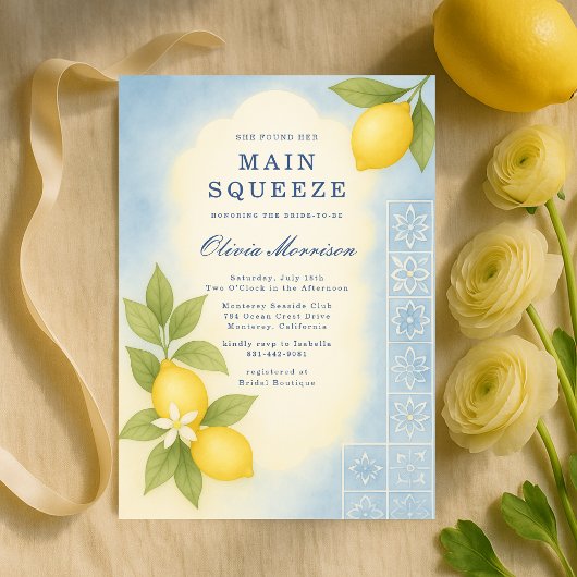 Invitation Fête de mariage Lemon Mediterranean Main Squeeze