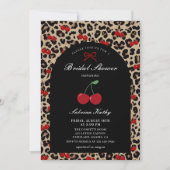 Invitation Fête de mariage léopard guépard coquette cerise (Devant)