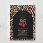 Invitation Fête de mariage léopard guépard coquette cerise (Devant)