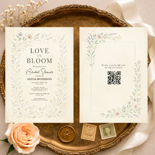 Invitation Fête de mariage Love in Bloom Code QR Fleurs sauva