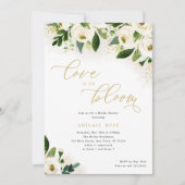 Invitation Fête de mariage Love in Bloom Floral Or Blanc (Devant)