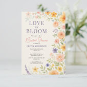 Invitation Fête de mariage Love In Bloom Floral QR Code (Debout devant)