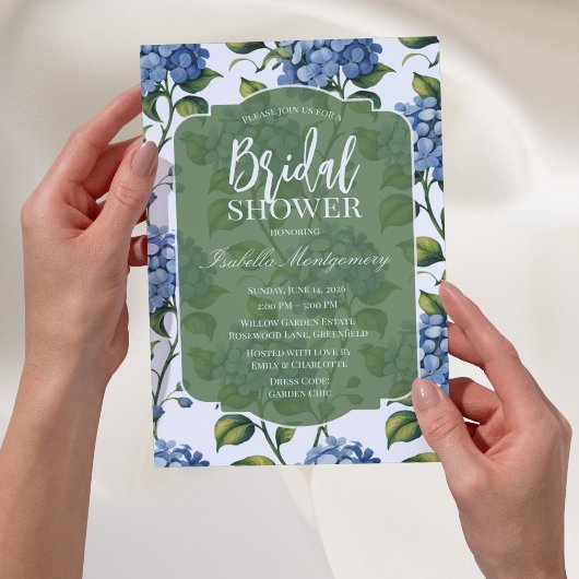 Invitation Fête de mariage Luxueuse Hydrangea Bleu