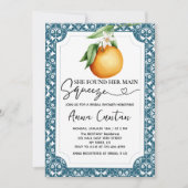 Invitation Fête de mariage Main Squeeze Carrelage Bleu Citron (Devant)