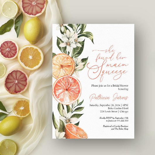 Invitation Fête de mariage Main Squeeze Citrus
