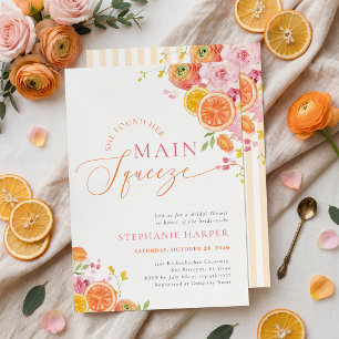 Invitation Fête de mariage Main Squeeze Citrus Floral Orange