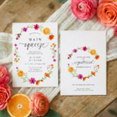 Invitation Fête de mariage Main Squeeze orange rose citron