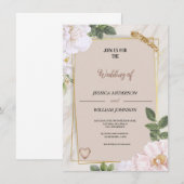 Invitation fête de mariage marron moderne avec fleurs (Devant / Derrière)