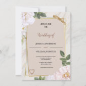 Invitation fête de mariage marron moderne avec fleurs (Devant)