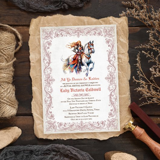 Invitation Fête de mariage médiéval Renaissance Chevalière