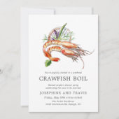 Invitation Fête de mariage Minimal Crawfish Boil Couple Ocean (Devant)