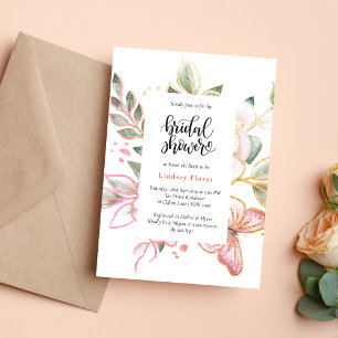 Invitation Fête de mariage minimaliste aux fleurs poussiéreus