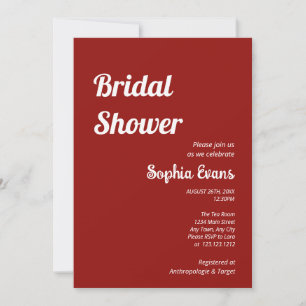 Invitation Fête de mariage minimaliste et simple rouge écarla