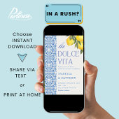 Invitation Fête de mariage mixte Couple Dolce Vita italien