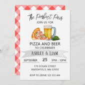 Invitation Fête de Mariage Mixte Pizza et Bière (Devant / Derrière)