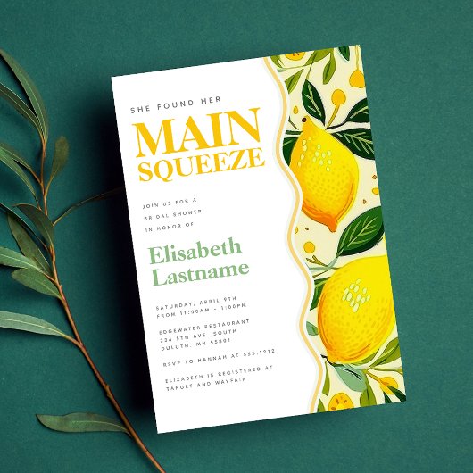 Invitation Fête de mariage Modern Lemon Main Squeeze