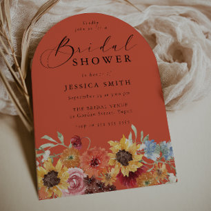 Invitation Fête de mariage moderne avec arche florale vibrant